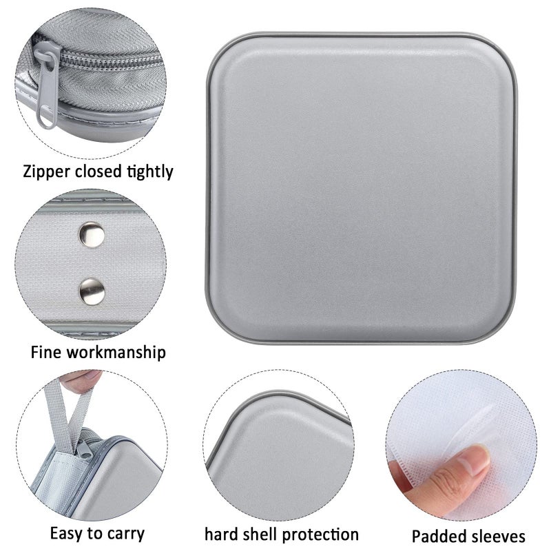 Siveit CD Case, 40 Capacity CD/DVD Case Holders Wallet Hard Plastic DVD Disc Cases Storage Binder for Car Home Office Travel (Grey) - Image 2